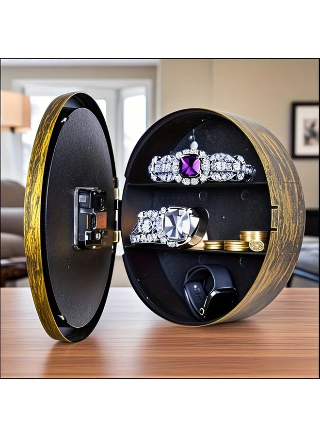Golden Silent Wall Clock Safe Hidden Storage Compartment Black Modern Design - Image 5